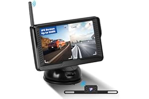 Hikity Cámara Digital Inalámbrica con Pantalla IPS de 4.3" IP69 Impermeable Visión Nocturna con Gran Angular para Furgonetas, Camiones, Autocaravanas, Señal Estable Cámara de Seguridad