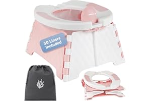 JOOL BABY PRODUCTS Jool Baby Portable Potty Training Chair with Travel Bag and 30 Liners, Foldable, Indoor/Outdoor Use, Camping (Pink)