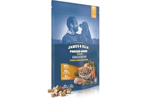 James & Ella Complete Freeze-Dried Raw Dog Food ❘ Free Run Chicken ❘ Freeze-Dried Dog Food Packed with Protein, Essential Oils & Minerals for Happy, Healthy Dogs, Lightweight & Gluten Free (100g)
