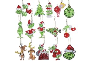 MorLuks 15 Pezzi Diamond Painting Portachiavi, 5D Diamond Painting Natale, DIY Pittura Diamante, Ciondoli Natalizi Portachiavi, Decorazioni Natalizie Fai Da Te, Lavoretti Natale Bambini