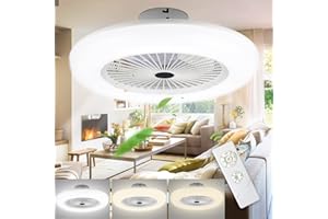 Joparri 2x Ventilatore da Soffitto con Luce e Telecomando, 80W Velocità del Vento Regolabile Luce LED 3000K-6500K Fan Plafoniera LED per Camera da Letto Soggiorno Sala da Pranzo, Bianco