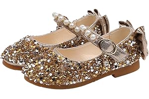 YOSICIL Mädchen Prinzessin Schuhe Glitzer ELSA Schuhe Flache Ballerinas Kinder Festliche Schuhe Fasching Karneval Halloween Tanzball Party Gold Silber Pink Gr.21-35