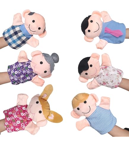 Marionnettes Peluche Douce Set De 6 Marionnettes à Main Famille - Grands-parents, Parents, Enfants En Peluche Douce - Jouet Interactif Marionnettes Douce Peluche Marionnettes Peluche Douce Set De 6 Marionnettes à Main Famille - Grands-parents, Parents, Enfants En Peluche Douce - Jouet Interactif Marionnettes Douce Peluche
