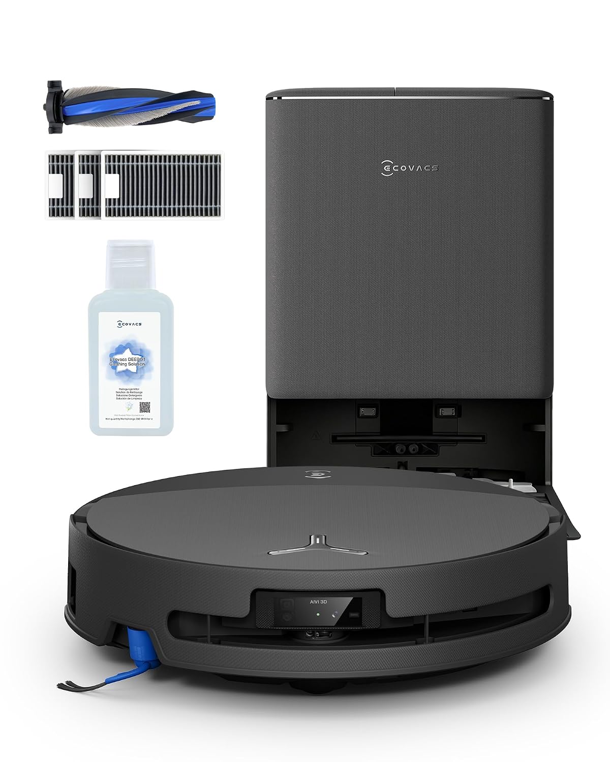 ECOVACS T90 PRO OMNI Care Kit Robot Aspirapolvere Lavapavimenti 30000 Pa | Ricarica PowerBoost, OZMO ROLLER Generation 3.0, Include Spazzola Extra, Filtri e Soluzione Detergente, AGENTE YIKO