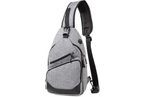 VASCHY Mochila Bandolera Hombre, Bolsos Cruzados con Puerto para Auriculares Impermeable Mochila Pequeña Hombre Mujer Bolso Bandolera Ligero para Ciclismo Correr Senderismo Gimnasio Viajes, Gris