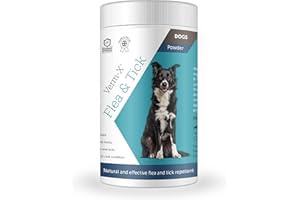 Verm-X Flea & Tick Powder for Dogs, Effective Natural Repellent, 100% Natural Ingredients, Environmentally Friendly