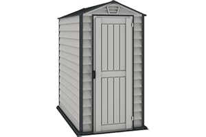 Duramax EverMore 4 x 6 (1.99 m²) Kunststoff gerätehaus, Wetterfeste Aufbewahrungslösung für den Außenbereich, mit Kunststoffboden, robuster Struktur und wartungsfreiem Vinylschuppen, Adobe & Grey