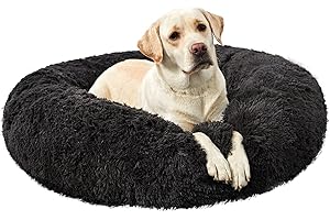 ANWA Washable Dog Round Bed Large Dogs, Donut Dog Bed Large Dog, Comfy Dog Calming Cuddler Bed