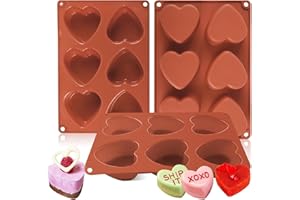 MARUKO Lot de 3 moules en silicone en forme de cœur, moule à chocolat, moule à gâteau en forme de cœur pour glaçons, savon, gâteau, dessert, outils de bricolage
