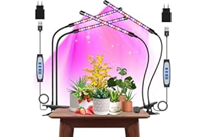 ‎GARPSEN Garpsen Pflanzenlampe, 2Pack 2 Heads Pflanzenlampe Led Vollspektrum für Zimmerpflanzen, 460nm/660nm/3000K Pflanzenlicht mit Auto ON & Off Timer 6/12/16H, 5 Helligkeitsstufen