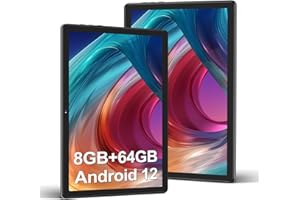 DMOAO Tablette 10 Pouces 4Go RAM(Extensible jusqu'à 8 Go) 64Go ROM 1TB Extensible, Tablette Android 12 avec 5G WiFi, 8 cœurs 2.0 GHz, BT. 5.0, 6000mAh, 1280 * 800, Type-C, Tablette Tactile Noir