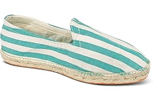 weltenmann Corralejo – Espadrillas Slip-on a Colore a Strisce Larghe in Cotone con Borsa di Stoffa, 41-46, Handmade in Spain