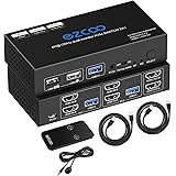 Commutateur KVM 8K HDMI 2.1 USB 3.0 Double Moniteur 2 Ports avec Hotkey 8K@60Hz 4K@120Hz 48Gbps Partager 2 Ordinateurs avec u