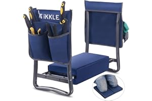 IKKLE Garden Kneeler Seat and Bench Heavy Duty-Hold 330lbs-150kg, Folding Garden Stool Upgraded Thicker & Wider Soft Detachable Kneeling Pad, Garden Kneeler & Stool Garden Gift for Women Men, Navy Blue