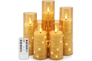 CHLDYCST Candele a LED,Set di candele decorative,falsa candela fiamma tremolante, angolo di visione di 360 gradi, comprendente una fiamma LED realistica in movimento e un telecomando a 10 tasti
