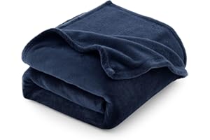 CozyLux Coperta Plaid Pile di Flanella 260gsm, Coperta Letto Singolo/Matrimoniale 150 x 200 cm, Coperta Divano Grande Calda Morbida - Blu Marino