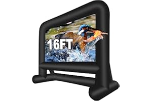 BALLSEA Schermo gonfiabile per esterni, schermo di proiezione, pacchetto con telaio, ventilatore, corda, picchetti, borsa quotidiana (16 piedi)