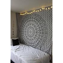 Betylifoy Levensboom Wandtapijten Maan en Zon Zwarte Muur Opknoping Tapijtwerk Psychedelische Mandala Sterrenhemel Tapisserie Hippie Wall Art Decor voor Slaapkamer (130x150cm