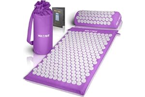 High Pulse Esterilla Acupresion + 5 Anillos + Póster - La esterilla fitness y el cojín de acupresión estimulan la circulación sanguínea y liberan la tensión (Violeta)