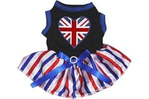 Petitebelle Britain Heart Puppy Dog Dress (Black/Stripes, XX-Large)