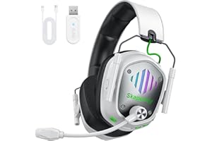 Wireless Gaming Headset für PS5, PS4, PC, Switch, Mobile,Mac, Laptop, 2.4GHz Faltbarer Gaming Bluetooth Headset mit Surround Sound, ENC Noise Cancelling Kopfhörer, LED Licht, 50 Stunden Akkulaufzeit