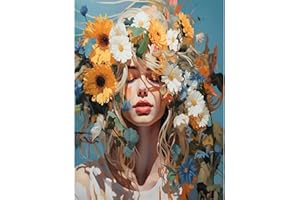 HEIBAGO Peinture par numéros pour Adultes, Fille Fleurie Kit de Peinture à l'huile sur Toile par numéro pour Débutants, Peinture à l'huile DIY pour la décoration de la maison,30X40cm