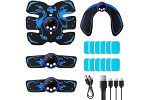 MEXLYCA EMS Muscle Stimulator, ABS Trainer, Abdominal Muscle Toner Electronic Workout Home Fitness Device with 8 Modes,29 Intensities,4 Machines,4 Patches,12 Gel