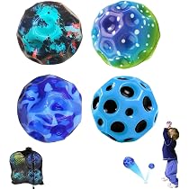 JINJINYI Moon Ball – Hüpfender Gummiball Mit Knallgeräusch, Weltraum-Design, Spielzeug Für Kinder