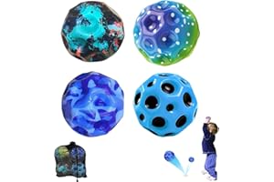 YiJiuBa 4 Bällen, Mond Ball,7cm Hohe Springender Gummiball Sprünge Jumpball Mondball, Space, Bounce, Jump Ball Galaxy, Coole Moonballs für Kleinere Kinder, für Drinnen Als Auch Draußen