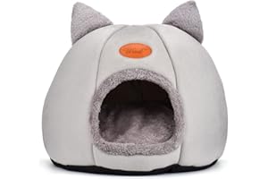 HUIPYOU Katzenbett für Hunde Katzen mit abnehmbarem und waschbarem Kissen, Winter Haustier Haus Warm Katzenbett Haustiere Plüsch Welpennest