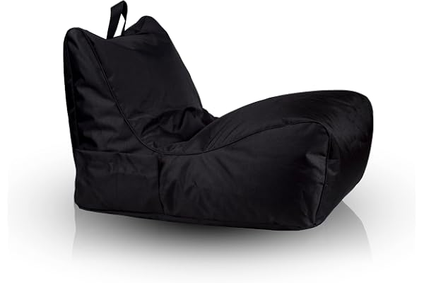 Ecopuf - Flavio Polyesterpuff - Sittpuff med förvaringsficka och handtag - Sittpuff fåtölj med handtag - polystyrenfyllning - 80x60x60cm - XL - Svart Nc14