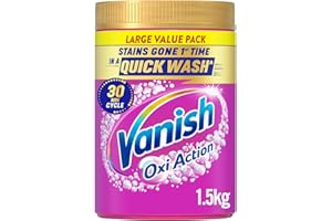 Vanish Stain Remover, Gold Oxi Action Powder, 1.5kg, Removes Stains Laundry Detergent Leave Behind, Protects Fabric Colours and Removes Odours, Bleach Free