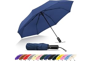 SoulRain Reise-Regenschirm, winddichter und kompakter Regenschirm für Regen, perfekter großer Auto-Klappschirm, idealer Autoschirm, Golfschirm und Reisebegleiter (NavyBlue)