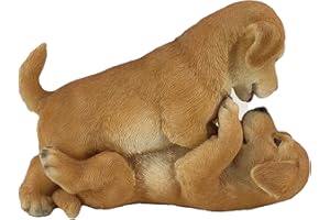 G&H Decor DOG003 - Estatua de 2 cachorros de labrador de poliresina, acabado a mano con detalles intrincados - Adecuado para uso en interiores o exteriores - Resistente a las heladas