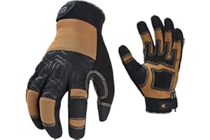 Vgo... Guanti Lavoro Uomo Resistenti per Legnameria Tattici Edilizia Costruzione Boscaiolo, Guanti Protettivi di Sicurezza Antiscivolo Antivibrazione con Touchscreen, SL7716