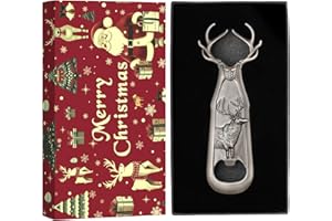 LKKCHER Regalos Navidad Abrebotellas de ciervo, Regalos Navidad para Hombres Mujeres Cazadores Papá, Regalos Navidad Cazador de Navidad, Plata con Embalaje de Navidad y Tarjeta de