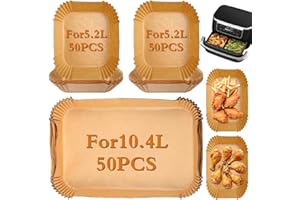 Jomdjmskes 150 Pcs Papier Cuisson Air Fryer, Barquette Papier Sulfurisé Compatible Doublure Jetable Accessoires 10.4L Dual Zone 5.2L Sulfurisé Ninja Foodi Flex AF500EU/AF500EUCP