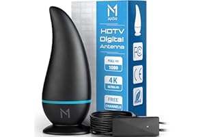 Antenne intérieure TV HD numérique 5G, amplificateur de Signal de portée 402 km avec Le dernier chipset 2023 pour Smart TV 4K, Base magnétique + câble coaxial de 4,9 m par Mata1