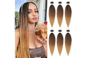 XIIMENALU XIMMENALU Wstępnie rozciągliwe warkocze do włosów, 6 sztuk, naturalna tekstura Yaki, profesjonalne miękkie włókna syntetyczne, wstępnie rozciągnięte włosy do zaplatania warkoczy (66cm(6packs), T1B/30/27)