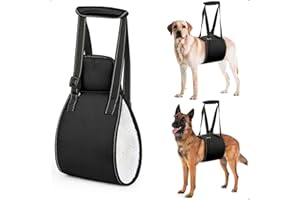 OHCOZZY Nero Imbracatura per Cani con Maniglia, Pettorina Cane Taglia Regolabile per la Riabilitazione, Morbido Supporto per Le Zampe Posteriori per Cani Anziani, feriti, disabili,L