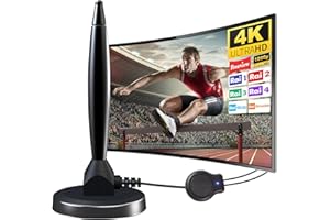 YOWREPU 2024 Antenna TV Interna - Antenna TV per la Ricezione di Canali TV Digitali, Antenna TV Amplificata Potente e Portatile con Cavo Coassiale da 5 m, Ricezione a Lungo Raggio di 400 km