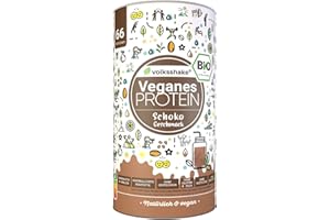 VOLKSSHAKE BIO Protein vegan | Schoko | DE-ÖKO-006 | 10 pflanzliche Proteinquellen | Ohne Süßungsmittel | Ohne Soja & Gluten | Premiumqualität vom Bodensee | Made in Germany (1000g, Schokolade)
