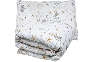 PLUMERI Kinderbettwäsche 90x120 + 40x60 | 100% Baumwolle Weiche & Farbenfrohe Bettwäsche für Babys | Mädchen & Jungs | Hochwertiges Set mit Reißverschluss YKK Kissenbezug | Schönes zartes Muster - Zirkus