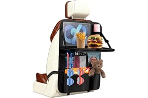 VIBINHO Autositz Organizer Rücksitz mit Klapptisch, Auto Organizer Kinder mit Tasche & Tablet-Fach, Wasserdichter Sitzschoner für Auto Rückenlehne, Für Familienreisen und Kinderspielzeug Aufbewahrung
