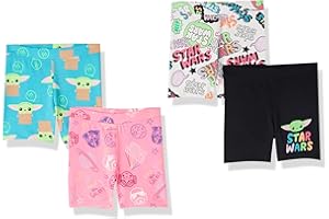 Amazon Essentials Disney | Marvel | Star Wars | Frozen | Princess Pantalones Ciclistas Cortos (Anteriormente Spotted Zebra) Niña, Pack de 4