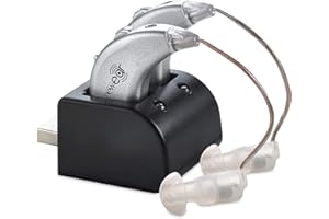 MEDCA Digital Hearing Amplifiers - Rechargeable BTE Personal Sound Amplifier Pair with USB Dock - Premium Behind The Ear Sound Amplification, Silver