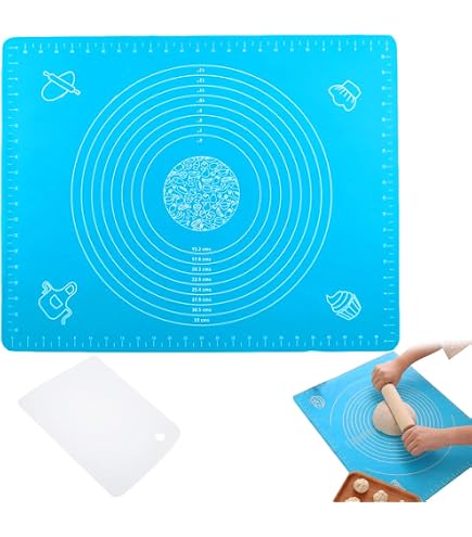 Set Spianatoia In Silicone Con Spatola E Pennello | Tappetino 40x30 Cm Antiaderente, Con Misure, Antiscivolo, Per Impastare Pasta E Pizza