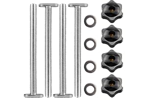 SHUIYUE 12Pcs Vis De Serrage M8 Boutons à Main En Forme D'éToile Vis Papillon Bouton T-Track éCrous Coulissants Avec 4 Tiges FiletéEs Et 4 éCrous à Bouton Pour Travail Du Bois, éQuipement MéCanique (Modèle T)