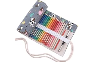 abaría Estuche Enrollable para Lápices Colores, Portalápices de Lona (no Tiene lápices),36/48/72 Agujeros