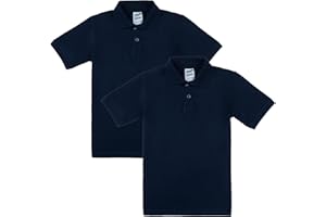 IMFAA Pack of 2 Kids Boys and Girls School Uniform Polo White Grey Sky Blue Black Plain Short Sleeve Tops Shirts Outdoor Gym Sports Wear